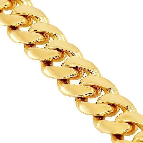 10k Yellow Gold Solid Mens Cuban Link Chain 8 mm