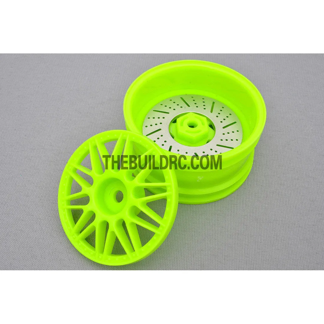 1/10 RC Car 26mm 20 Removeable Spoke 2mm Offset DRIFT Sporty Wheel 4pcs - Green