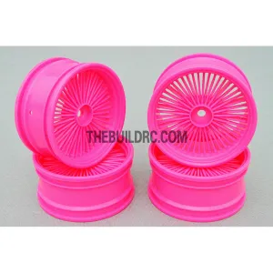 1/10 RC Car 26mm 55 Spoke 0mm Offset DRIFT Sporty Wheel 4pcs - Pink