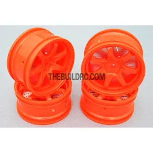 1/10 RC Car 26mm 7 Removeable Spoke 2mm Offset DRIFT Sporty Wheel 4pcs - Orange