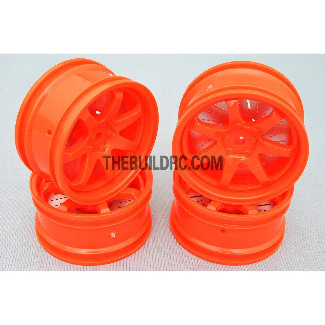 1/10 RC Car 26mm 7 Removeable Spoke 2mm Offset DRIFT Sporty Wheel 4pcs - Orange