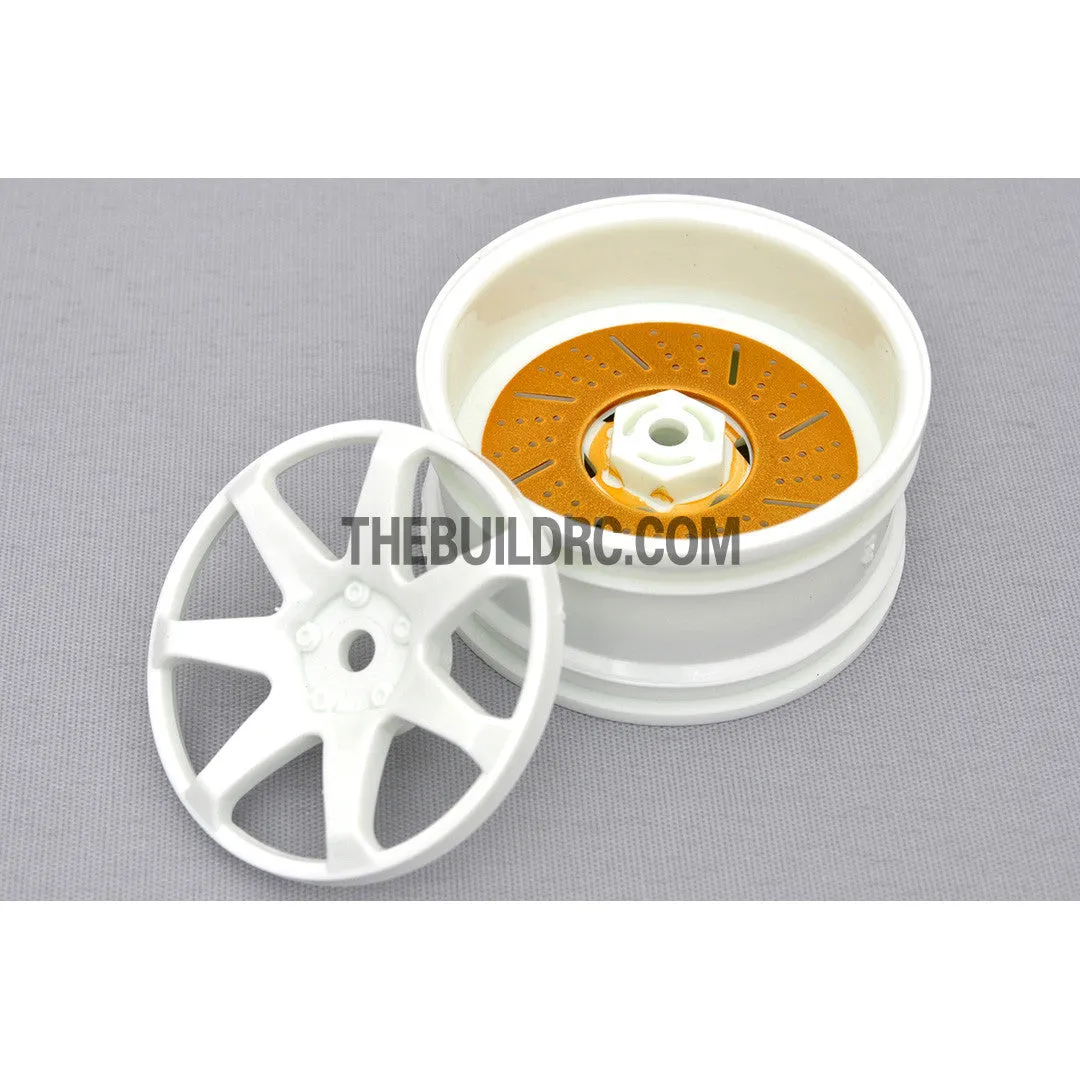 1/10 RC Car 26mm 7 Removeable Spoke 2mm Offset DRIFT Sporty Wheel 4pcs - White