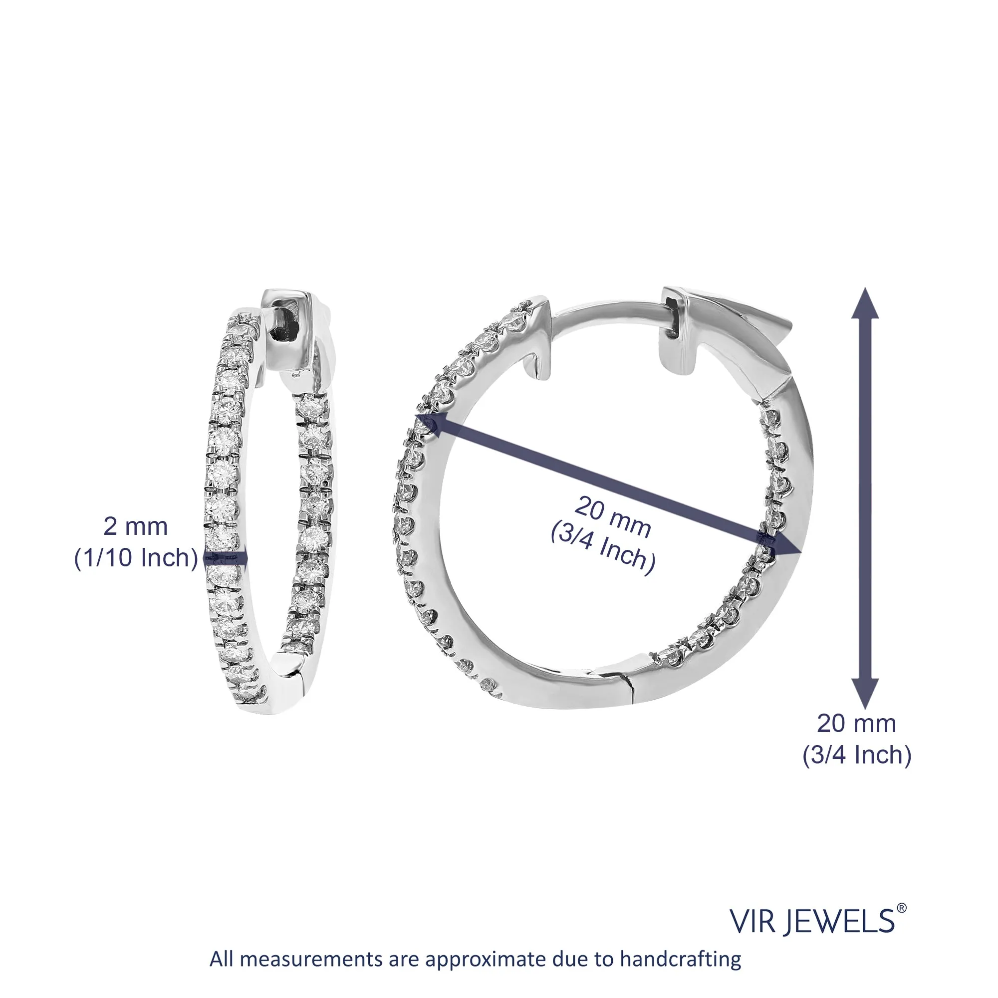 1/2 cttw Lab Grown Diamond Inside Out Hoop Earrings in Silver