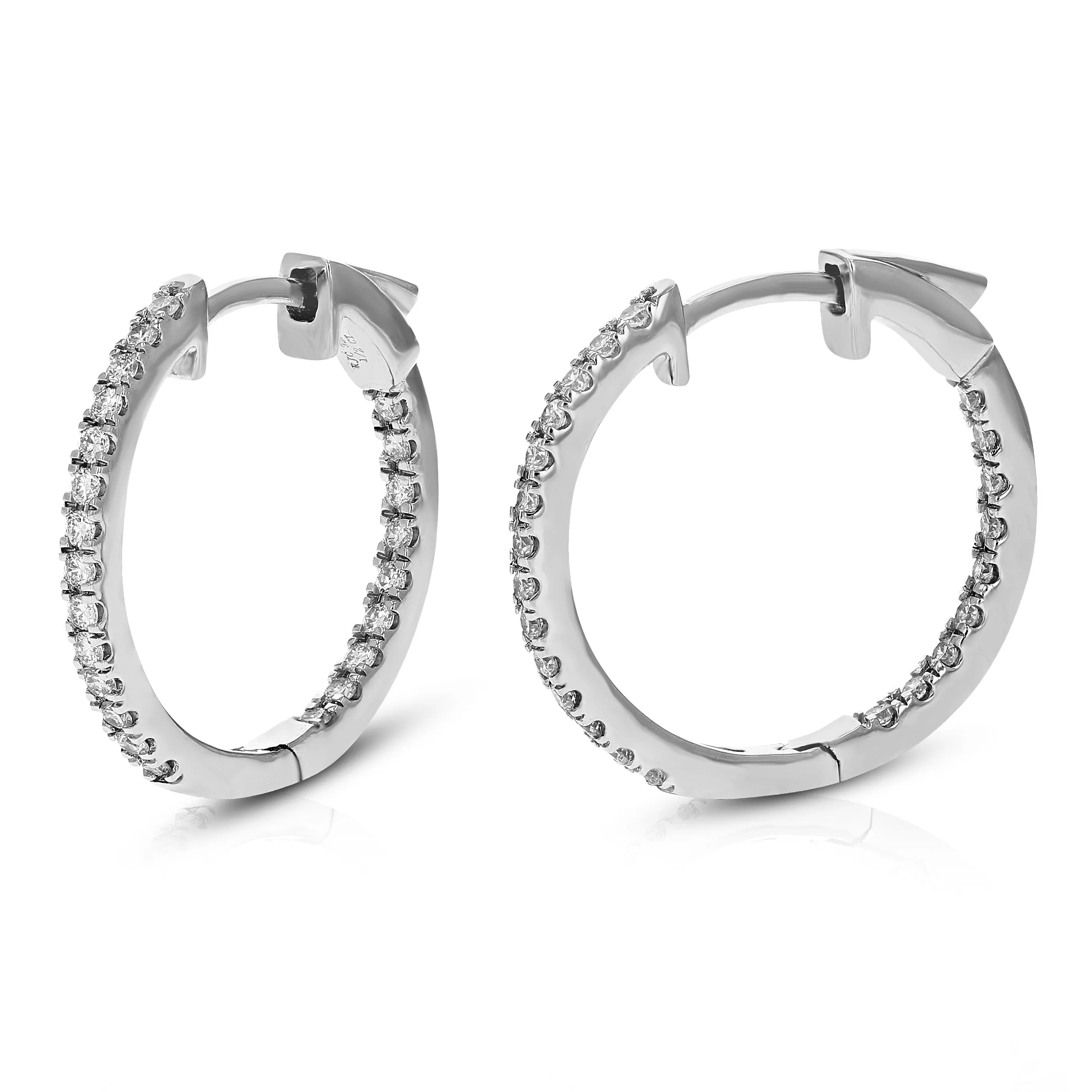1/2 cttw Lab Grown Diamond Inside Out Hoop Earrings in Silver