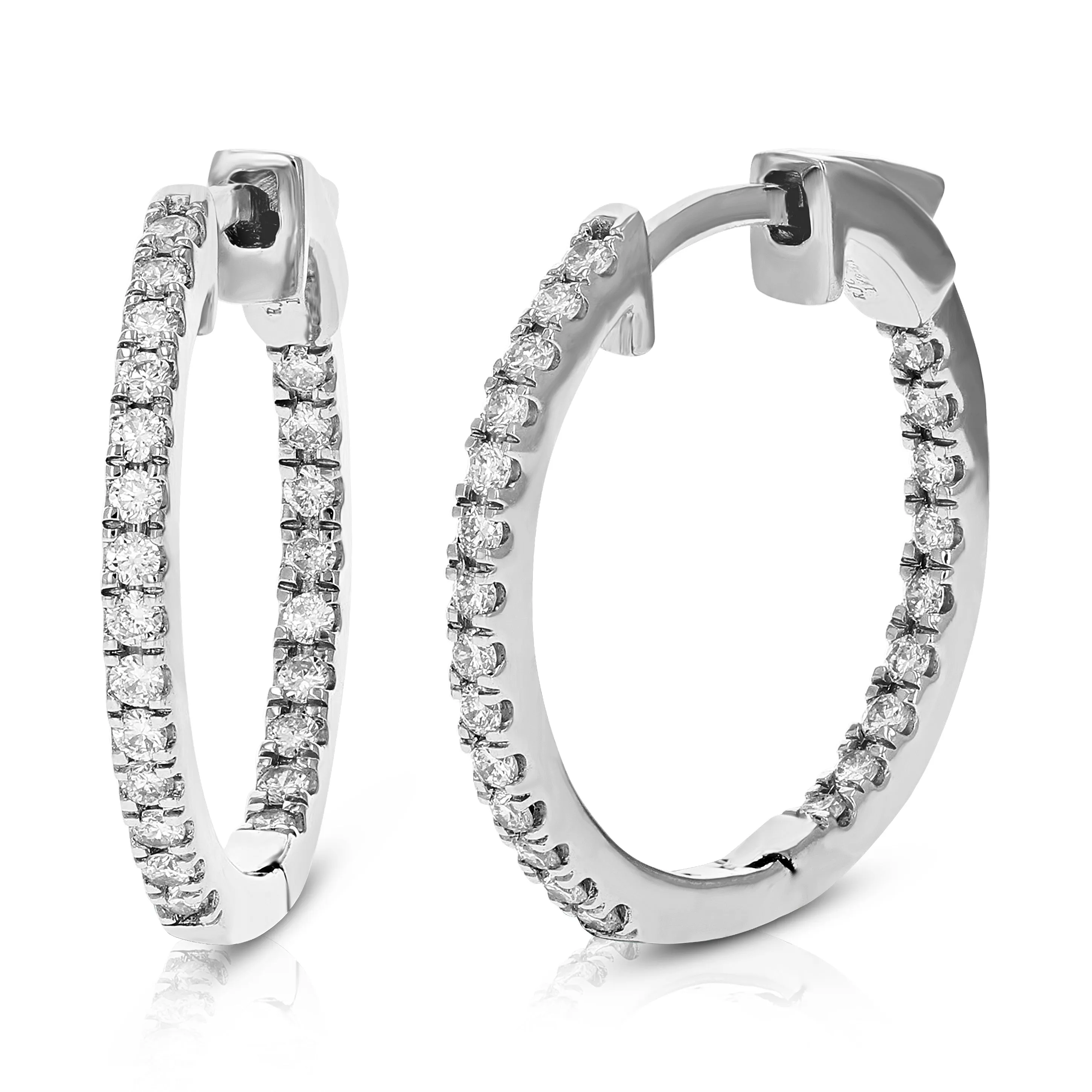 1/2 cttw Lab Grown Diamond Inside Out Hoop Earrings in Silver