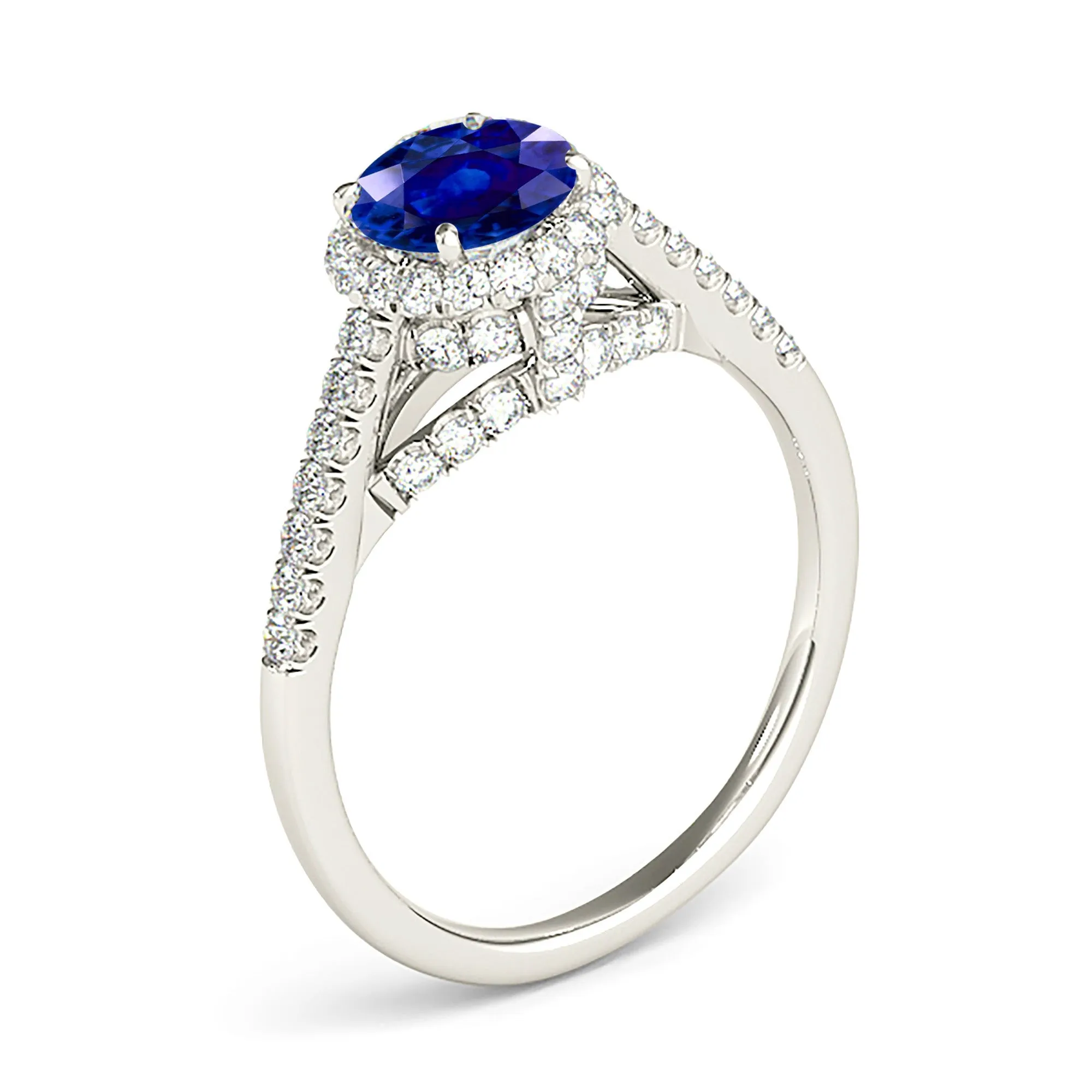 1.35 ct. Genuine Blue Sapphire Halo Ring