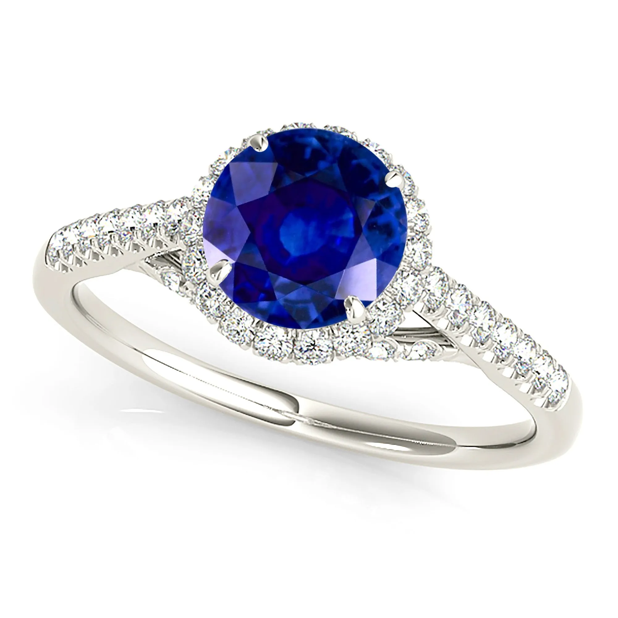 1.35 ct. Genuine Blue Sapphire Halo Ring