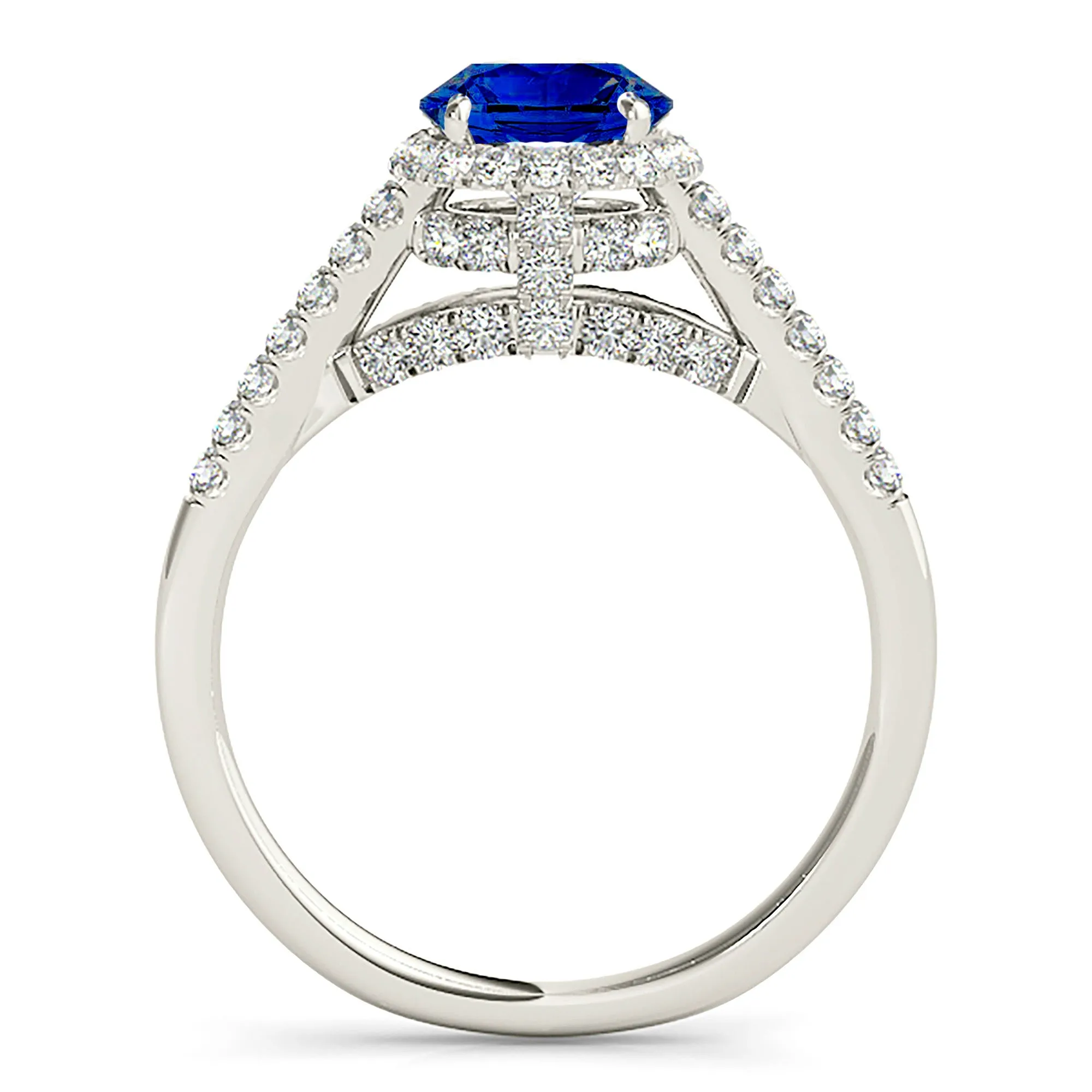 1.35 ct. Genuine Blue Sapphire Halo Ring