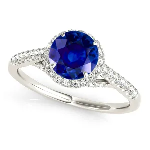 1.35 ct. Genuine Blue Sapphire Halo Ring
