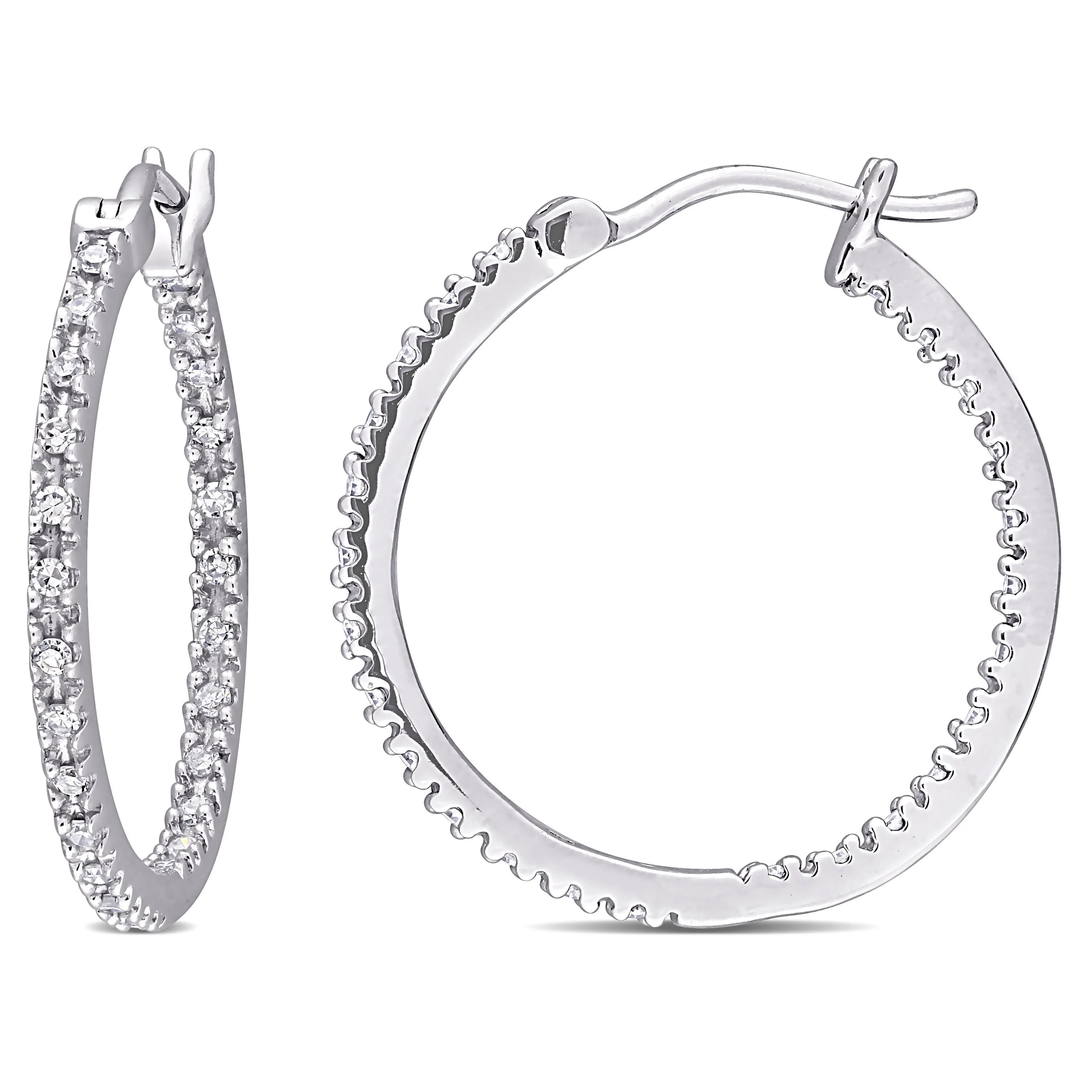 1/4 CT Diamond TW Hoop Earrings 10k Gold GH I2;I3