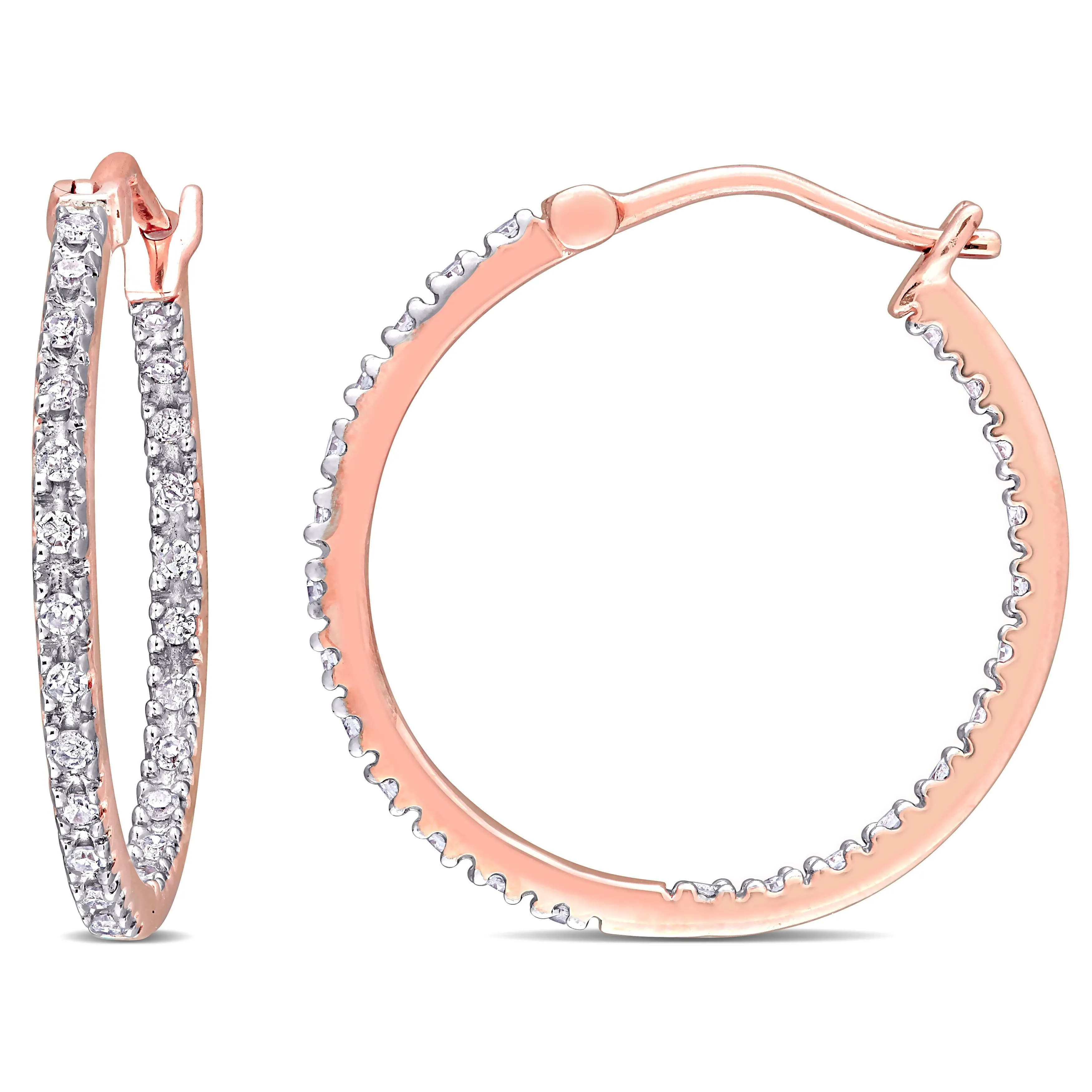 1/4 CT Diamond TW Hoop Earrings 10k Gold GH I2;I3