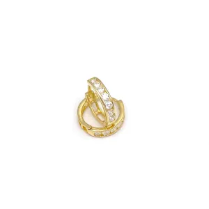 14k CZ Huggie Hoop Earrings