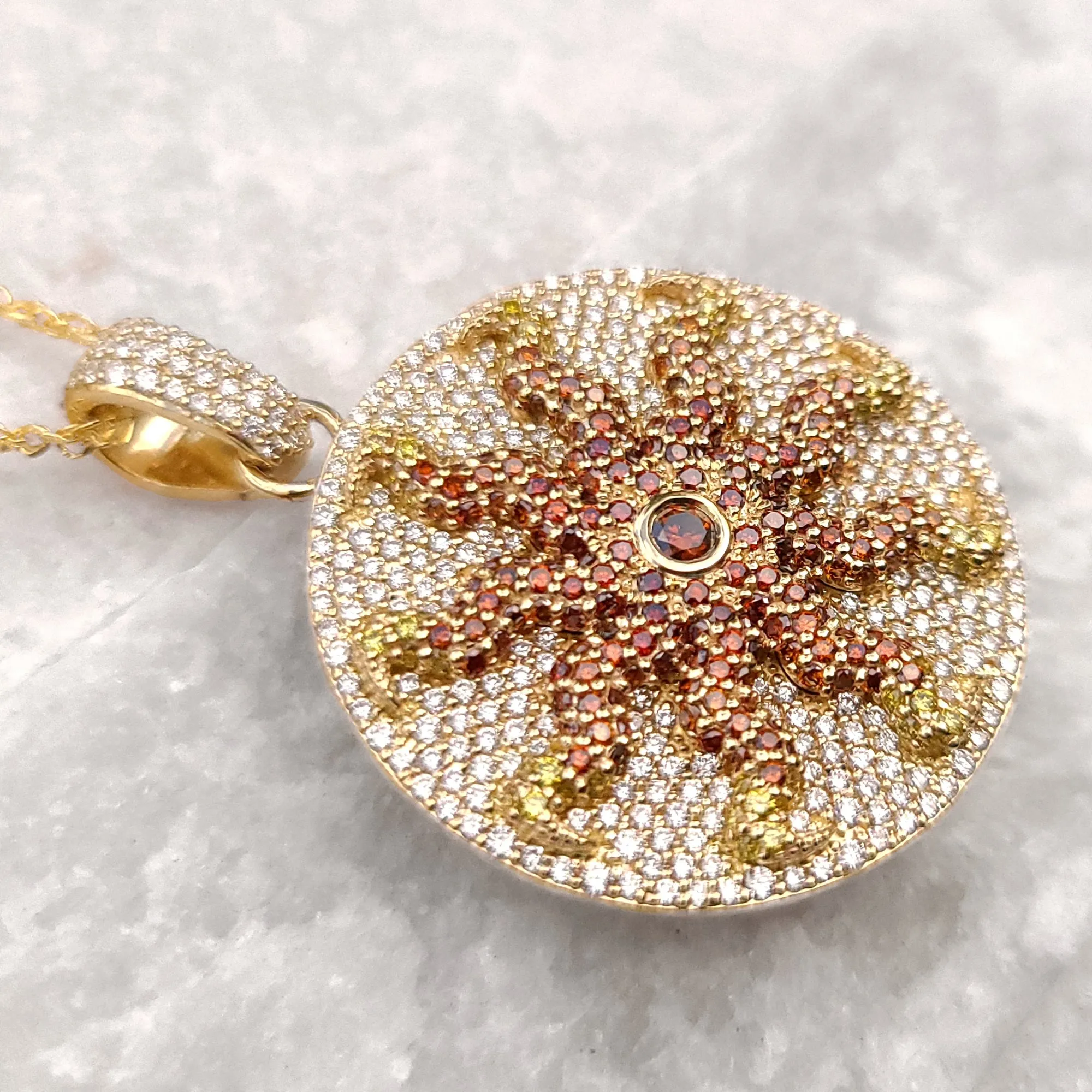 14K Dancing Diamond Sun Necklace