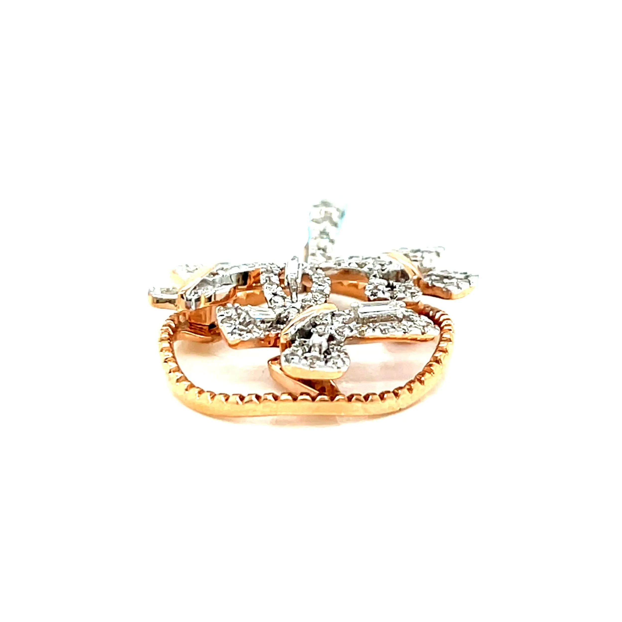 14k Gold Butterfly .62ct Diamond Circle Pendant Charm - PP31922