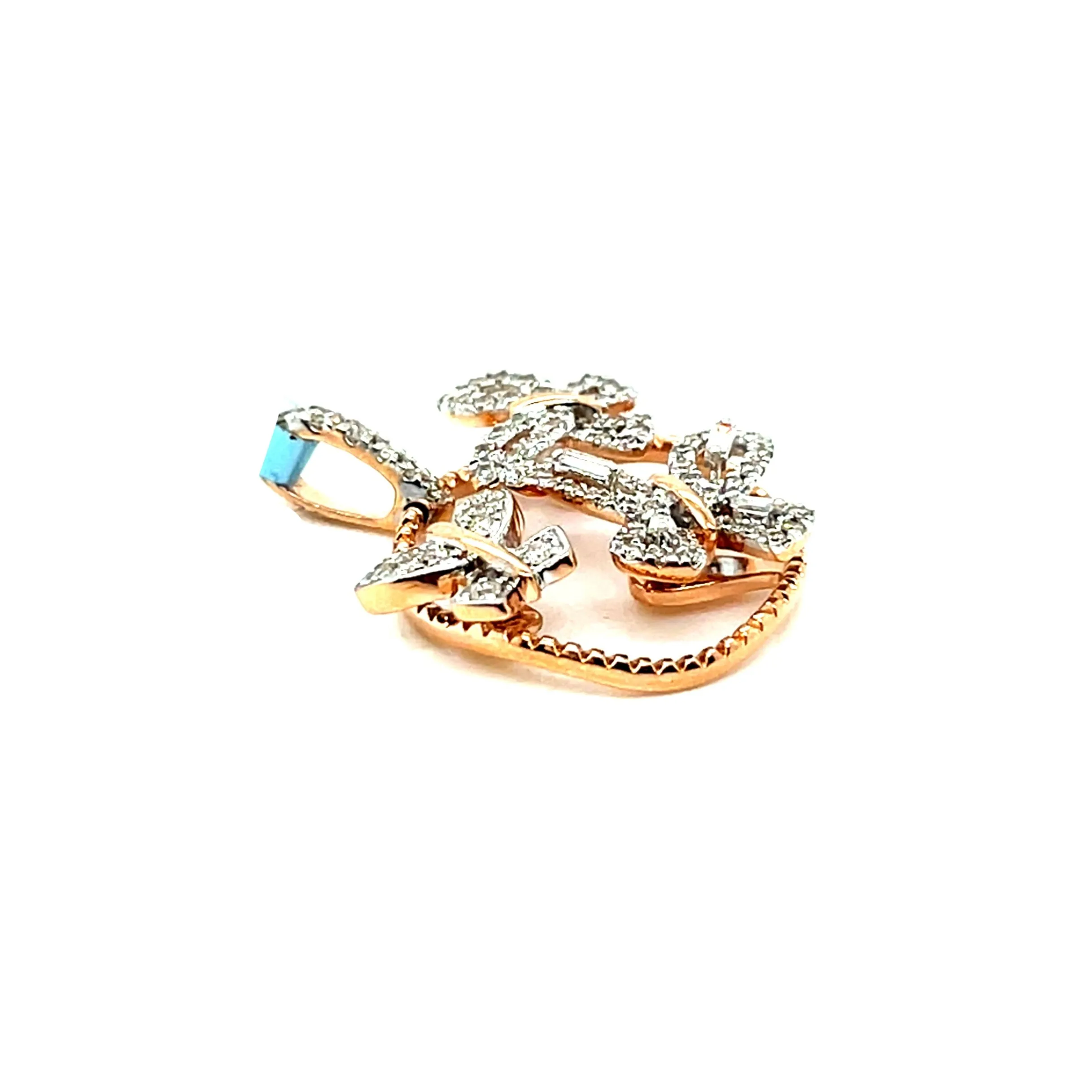 14k Gold Butterfly .62ct Diamond Circle Pendant Charm - PP31922