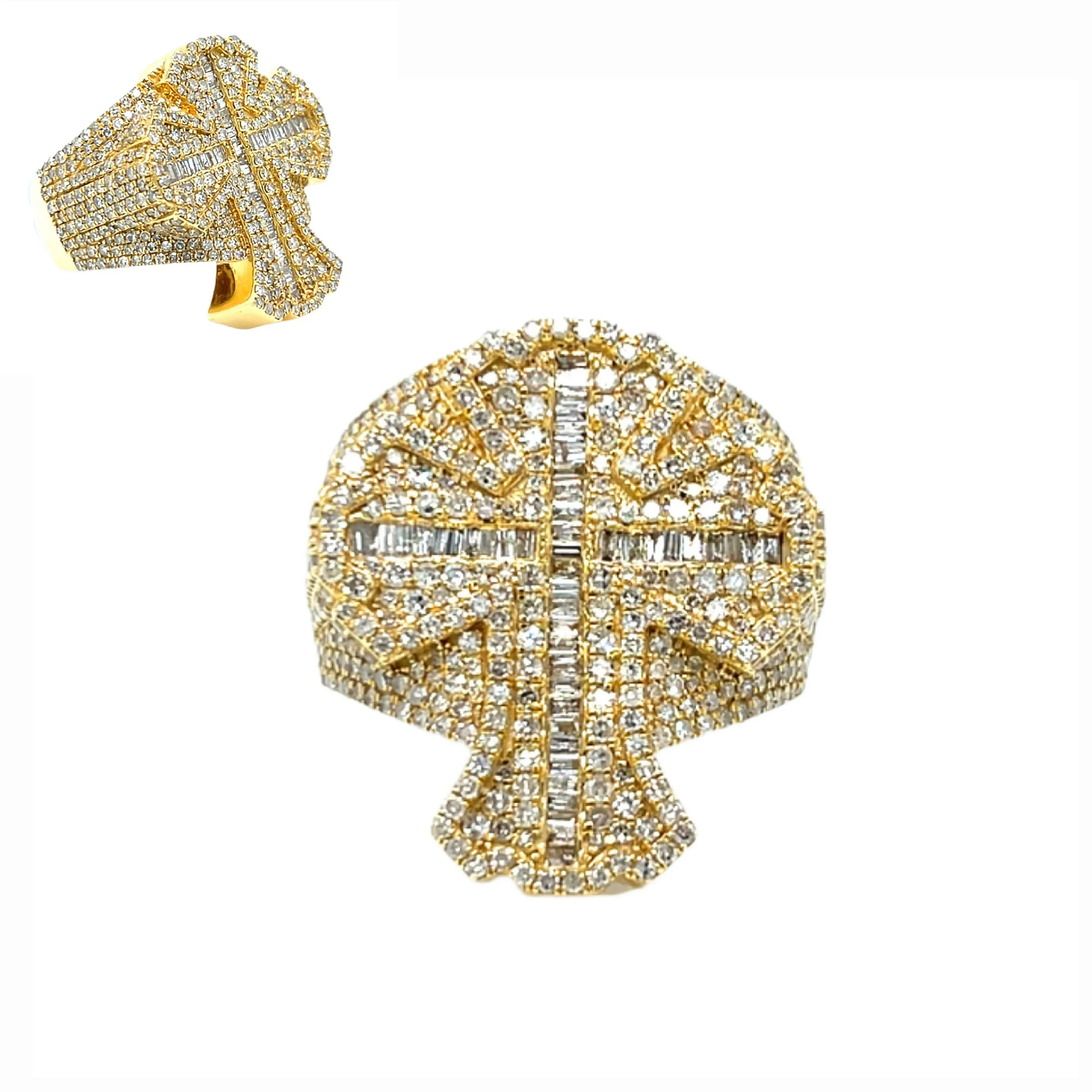 14K Gold Cross Round & Baguette 3.55ct Natural Diamonds RING - CSR39033