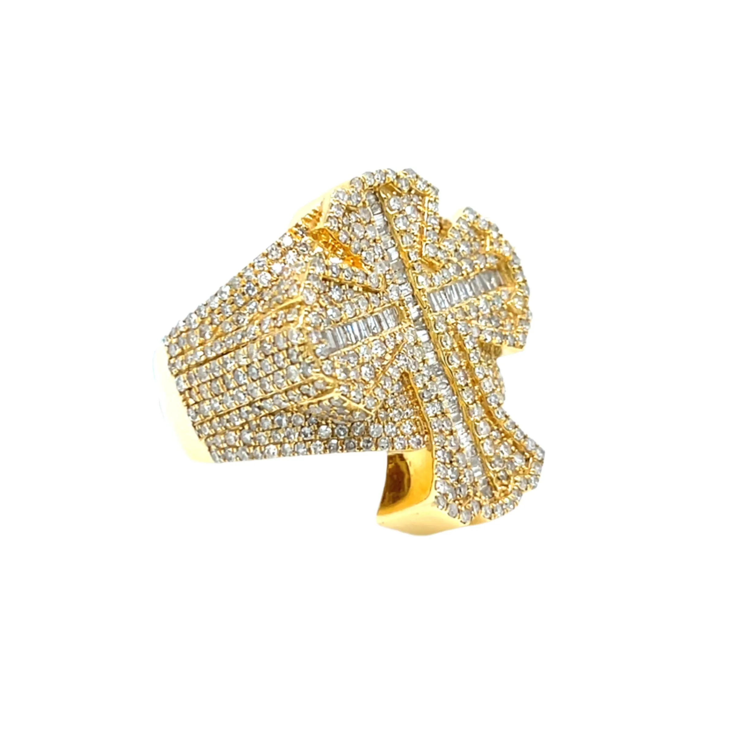 14K Gold Cross Round & Baguette 3.55ct Natural Diamonds RING - CSR39033