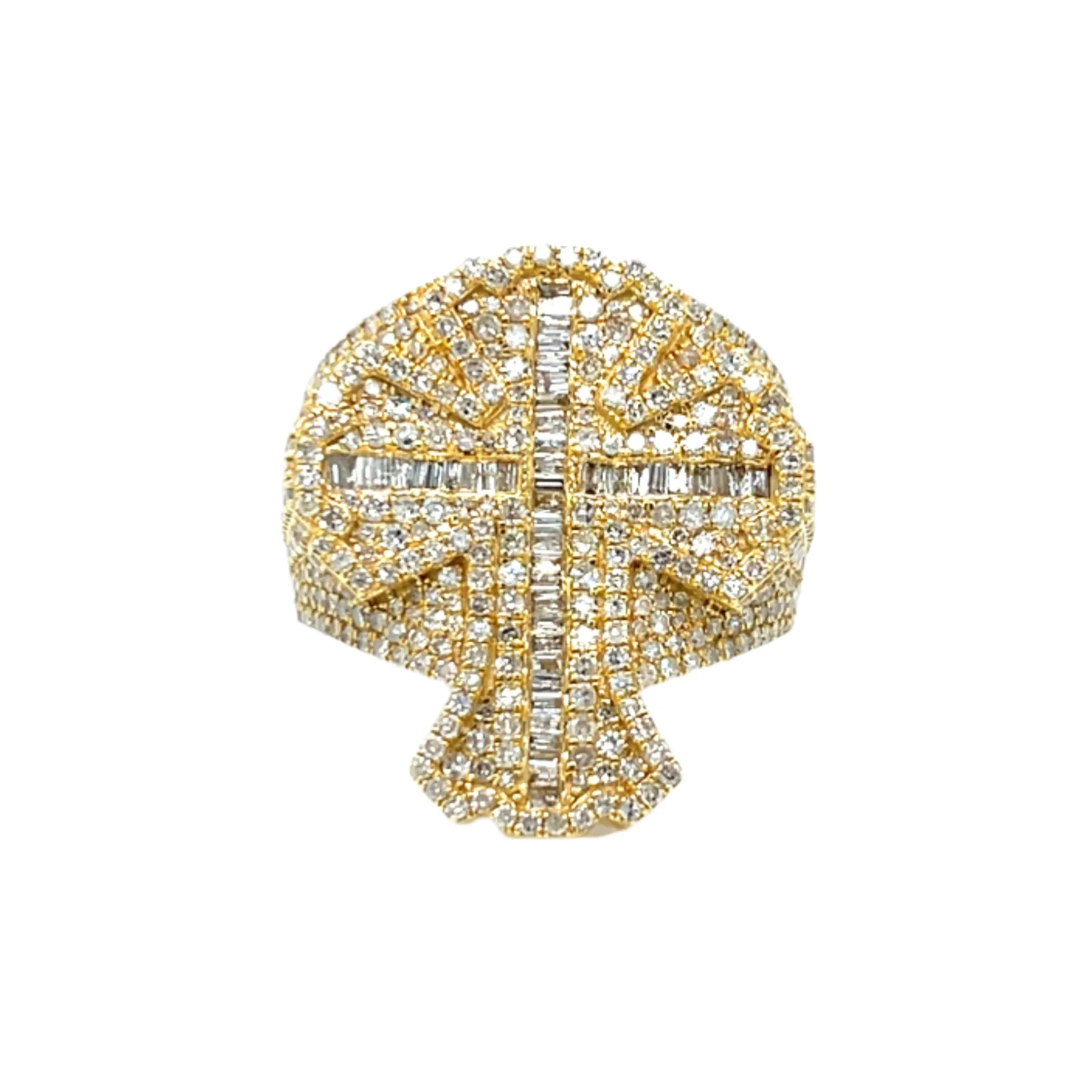 14K Gold Cross Round & Baguette 3.55ct Natural Diamonds RING - CSR39033