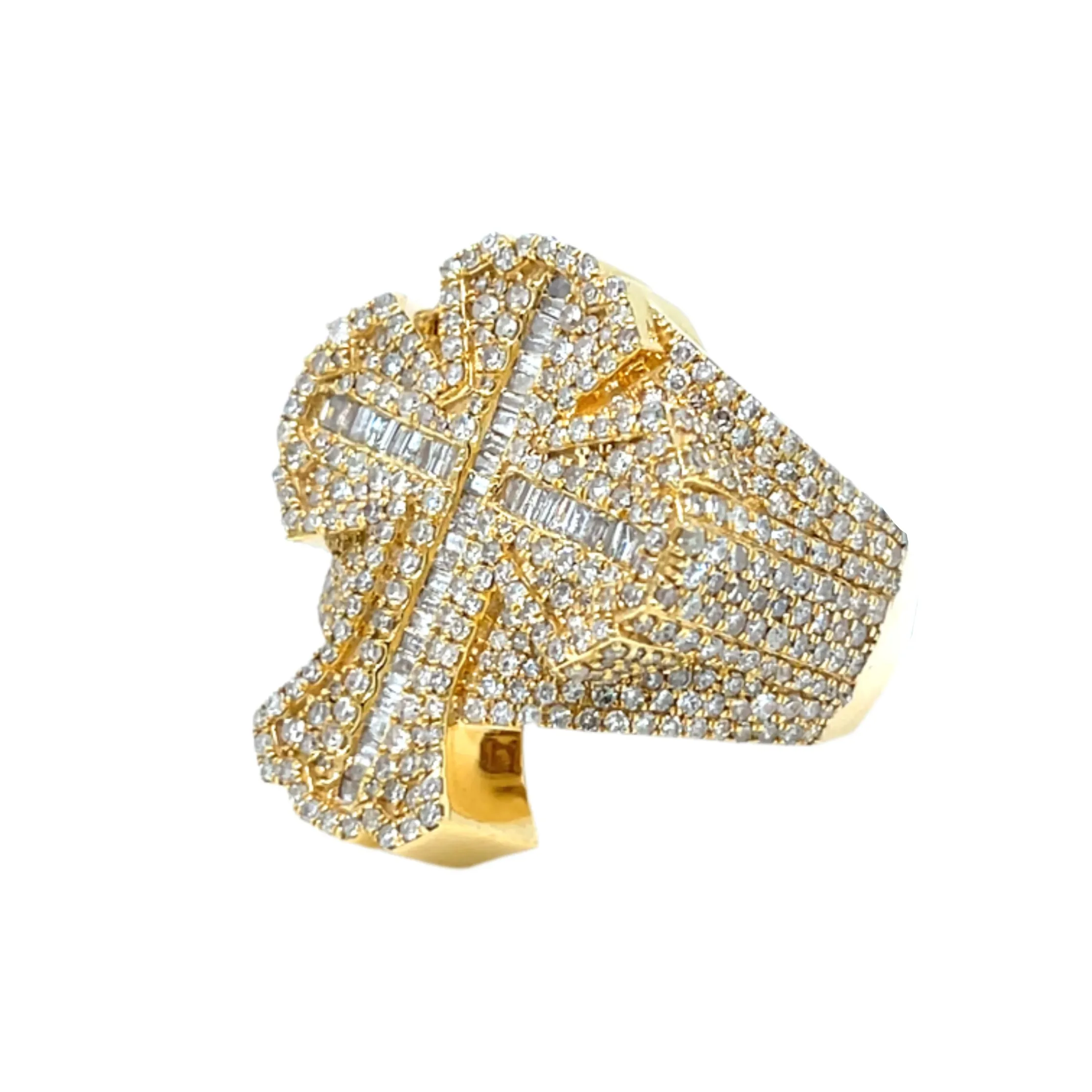 14K Gold Cross Round & Baguette 3.55ct Natural Diamonds RING - CSR39033