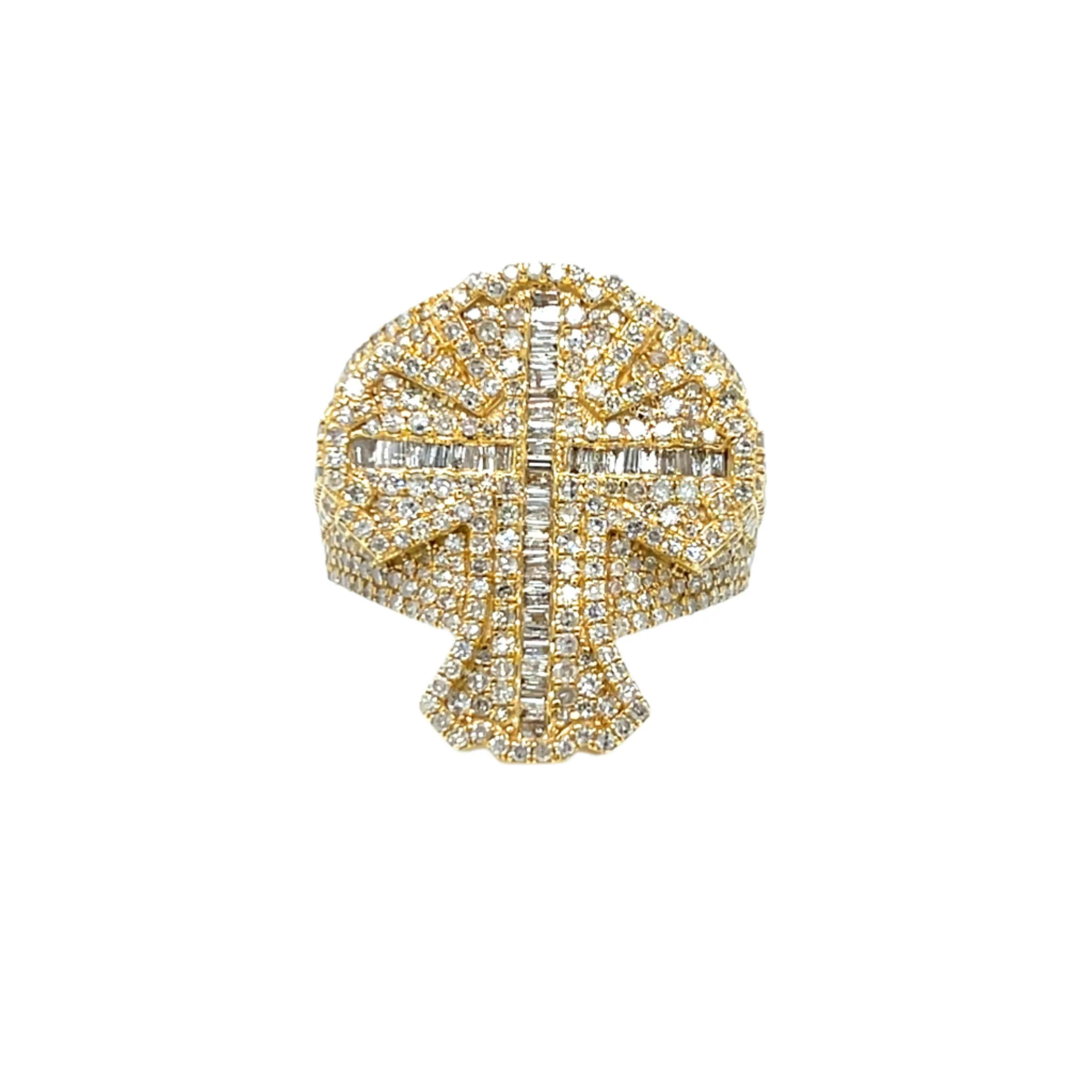 14K Gold Cross Round & Baguette 3.55ct Natural Diamonds RING - CSR39033