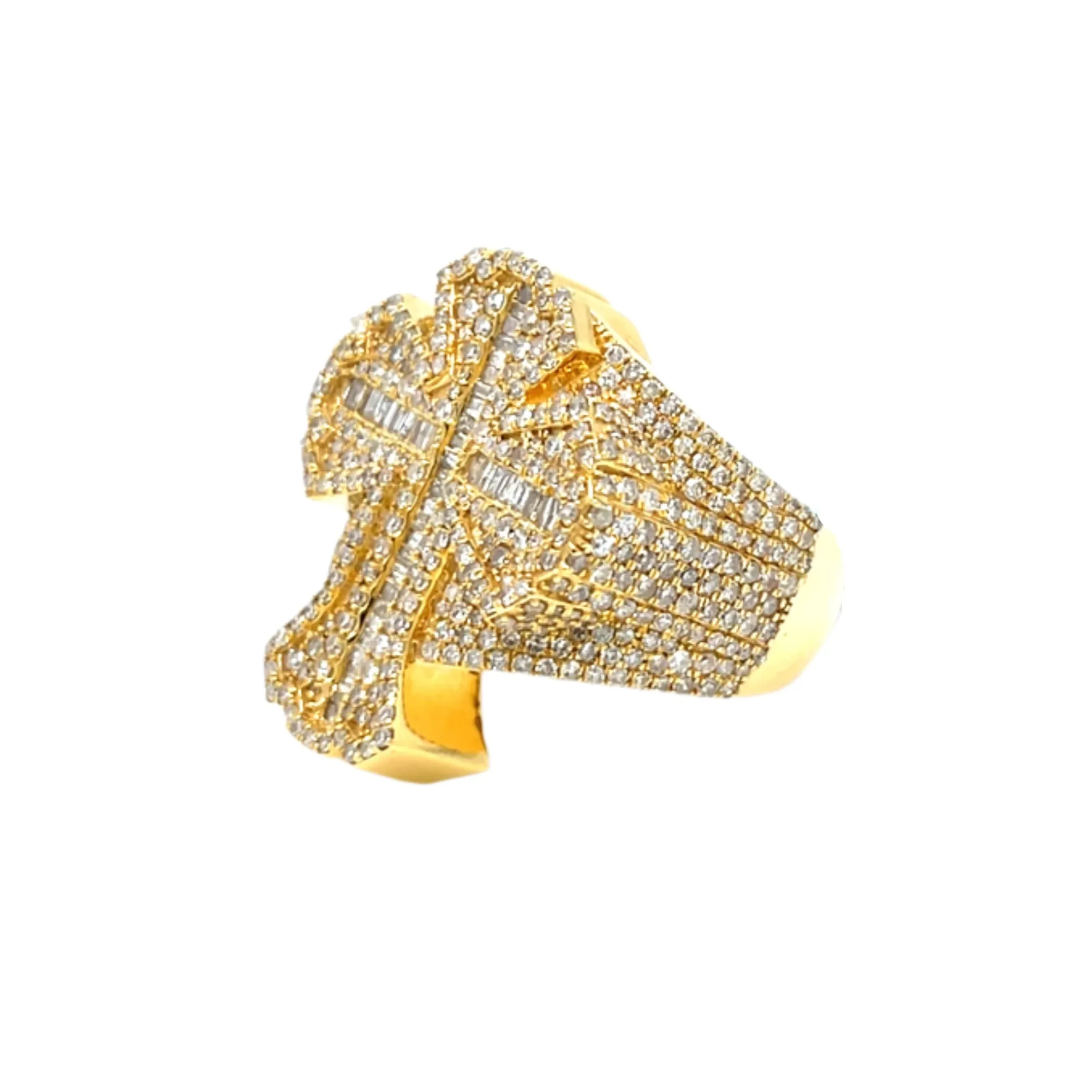 14K Gold Cross Round & Baguette 3.55ct Natural Diamonds RING - CSR39033