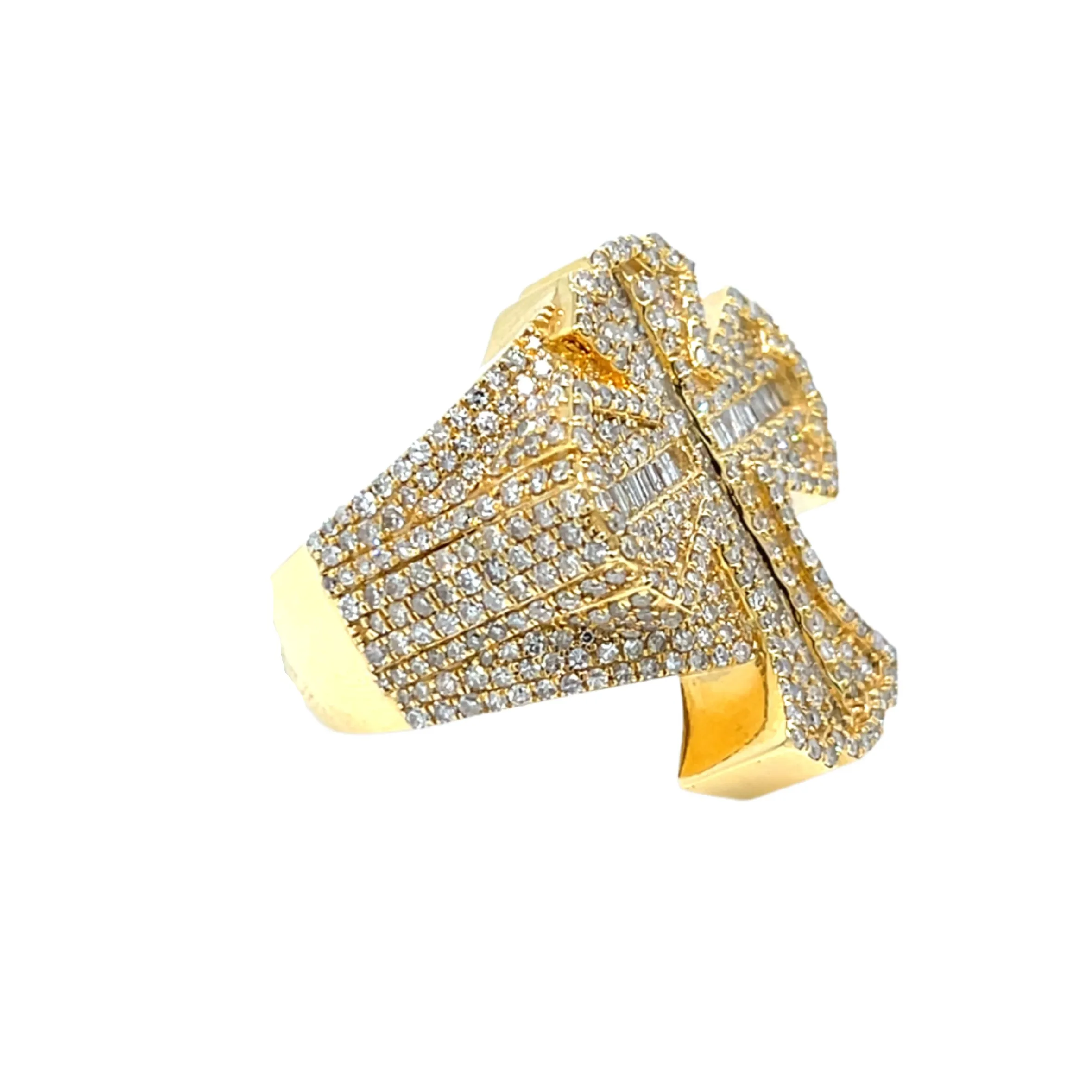 14K Gold Cross Round & Baguette 3.55ct Natural Diamonds RING - CSR39033