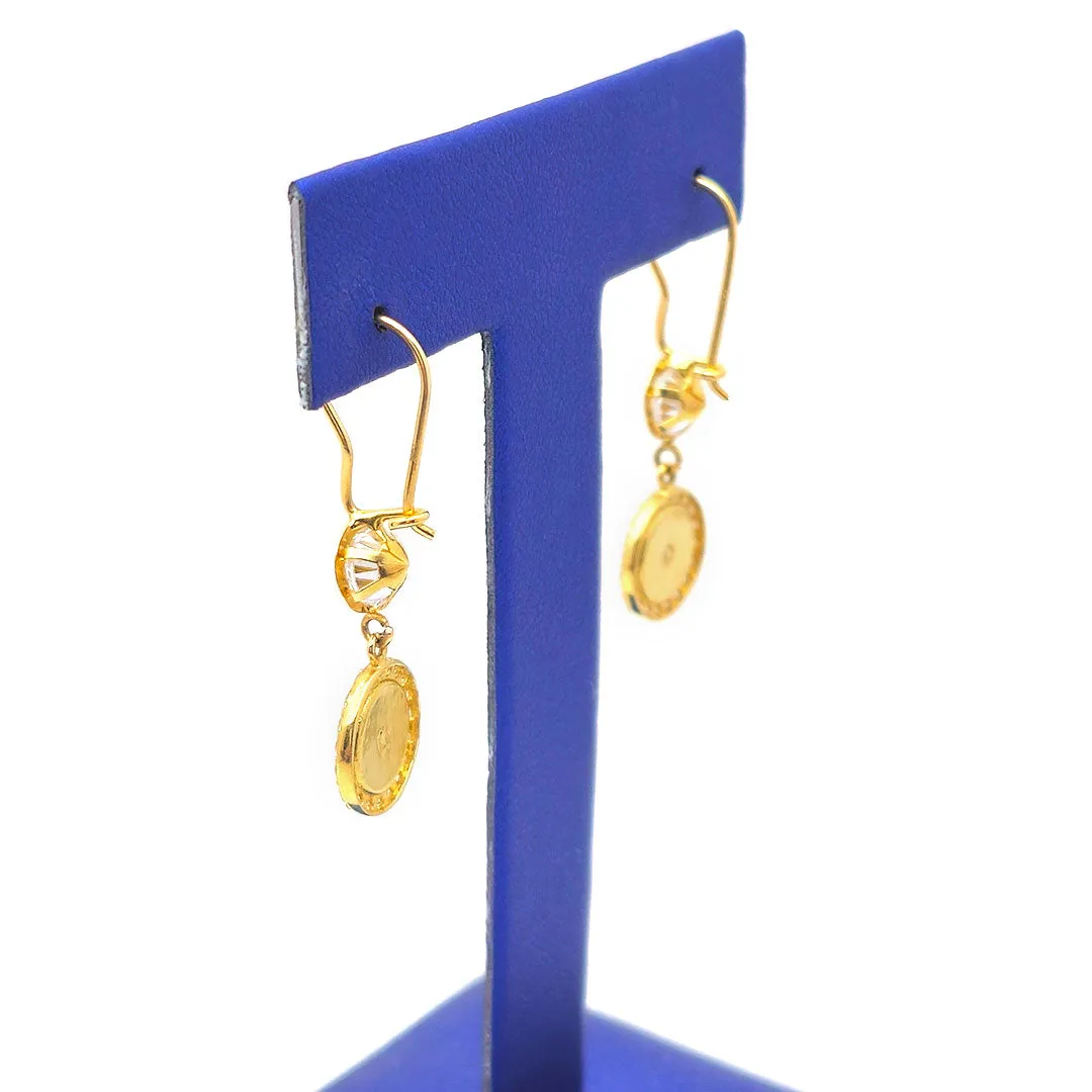 14k Gold CZ Crown with Black Enamel Earring & Necklace Set