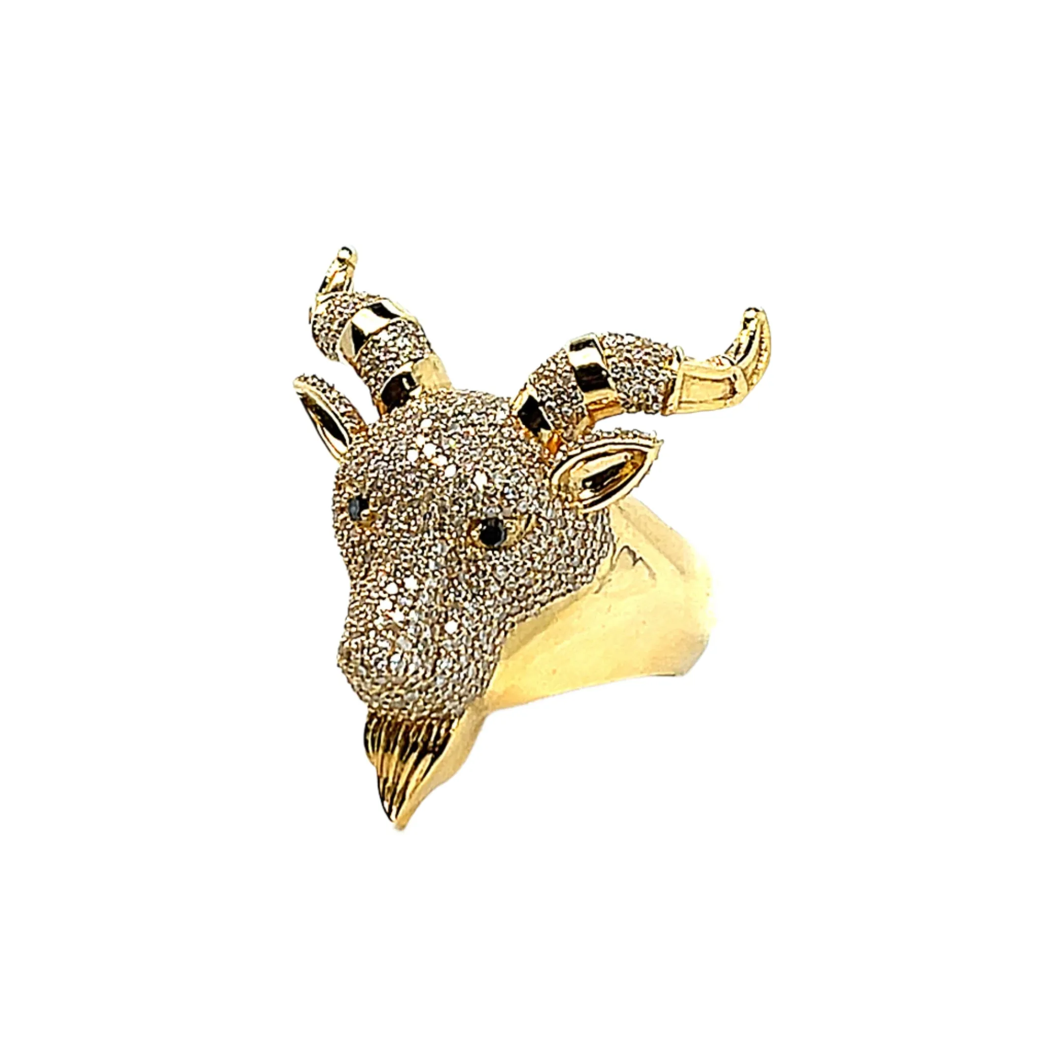 14K Gold Round 2.68CT Natural Diamonds GOAT Black Eyes Ring - CSR16319