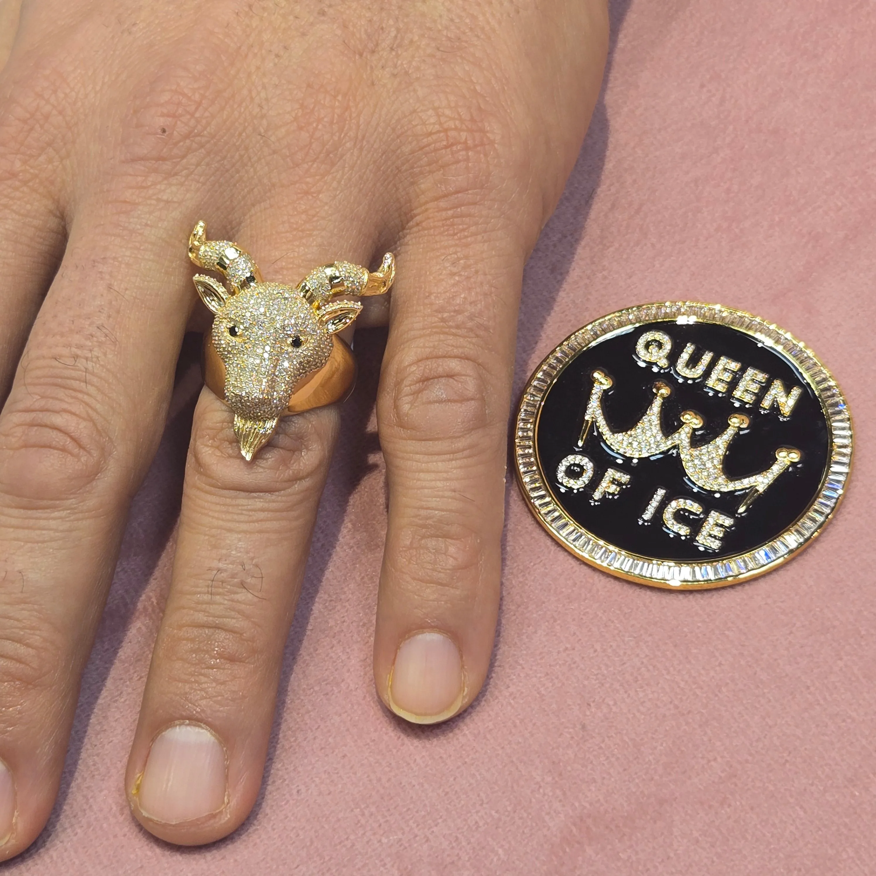 14K Gold Round 2.68CT Natural Diamonds GOAT Black Eyes Ring - CSR16319
