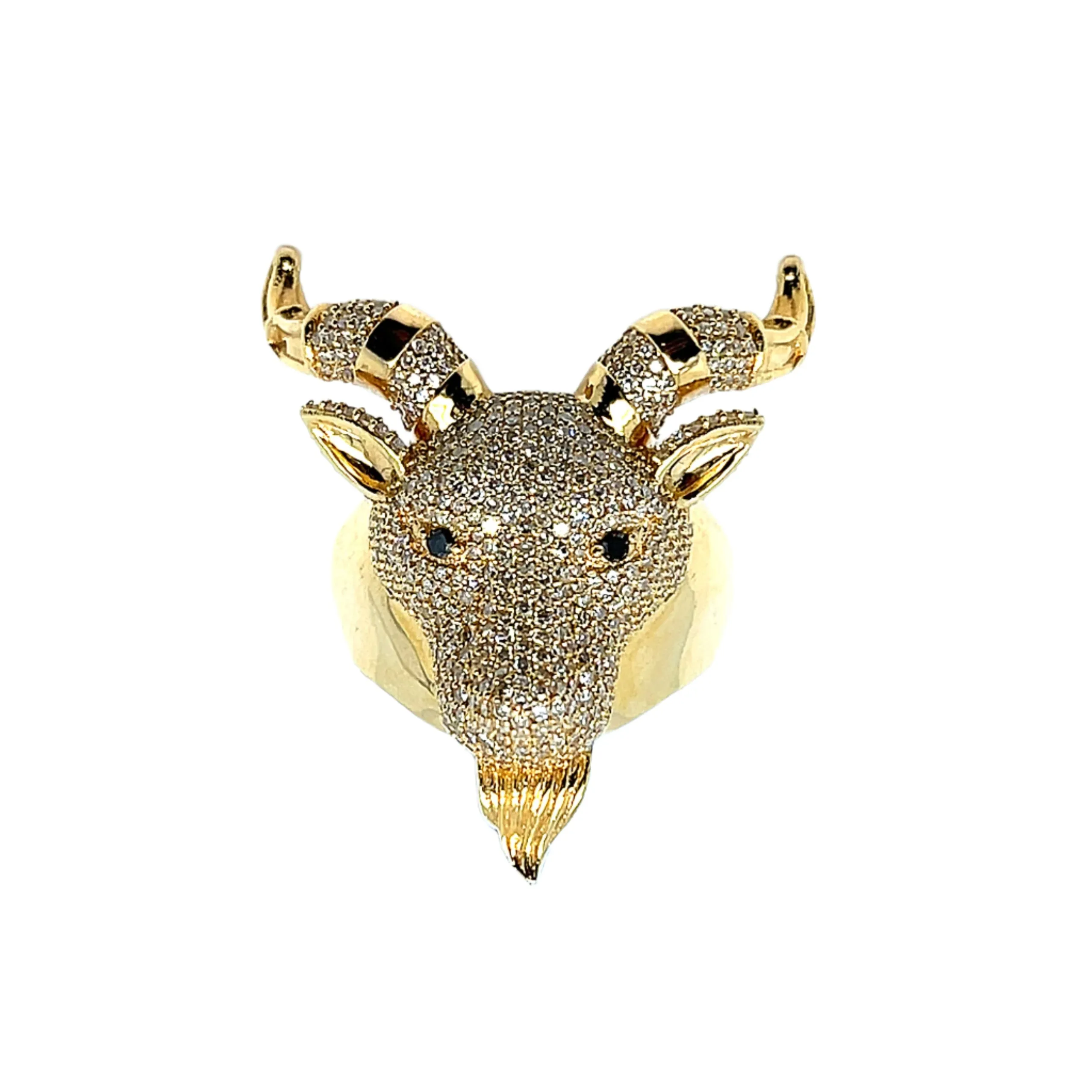 14K Gold Round 2.68CT Natural Diamonds GOAT Black Eyes Ring - CSR16319