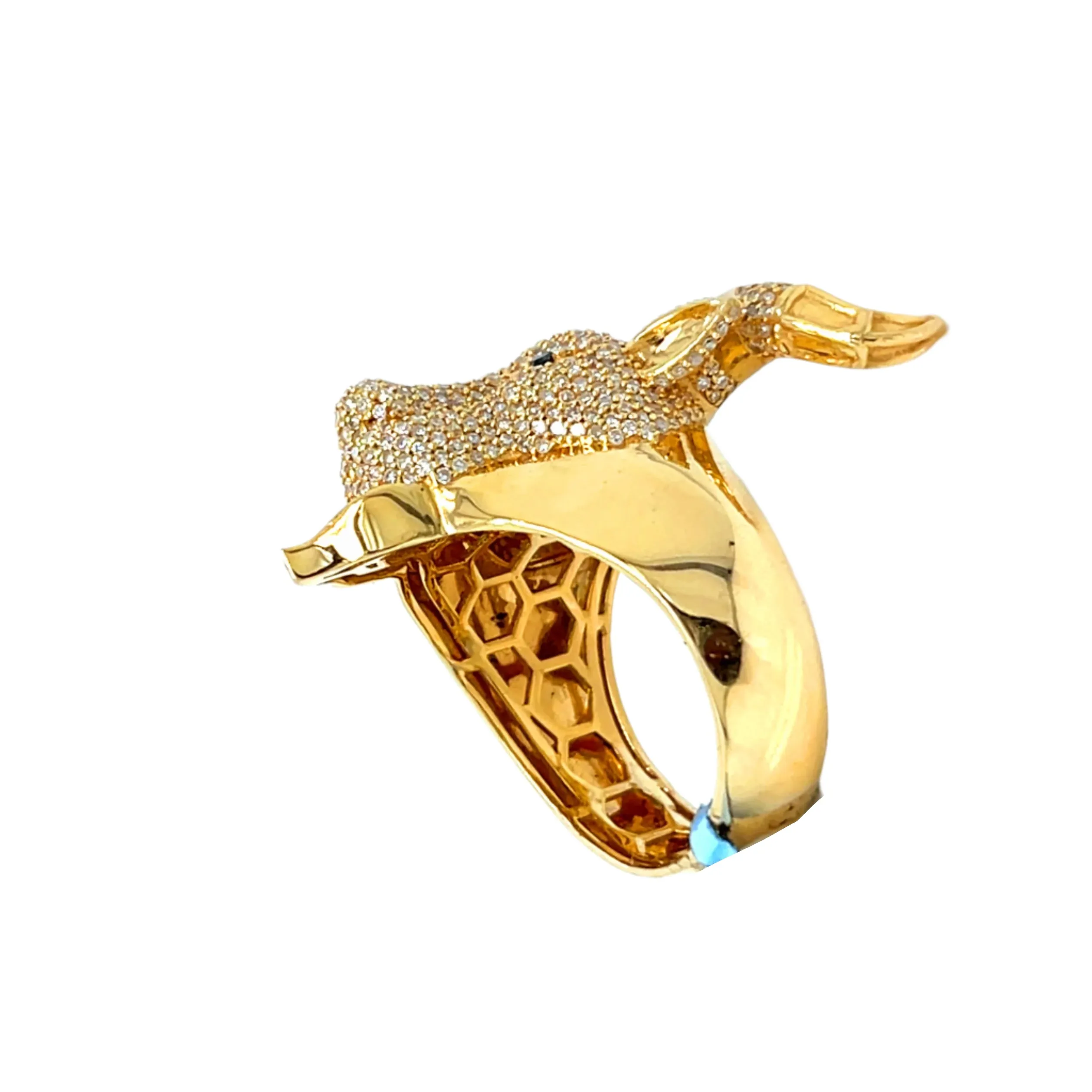 14K Gold Round 2.68CT Natural Diamonds GOAT Black Eyes Ring - CSR16319