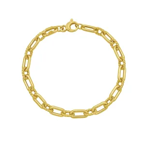 14K Medium Alternating Paperclip Bracelet