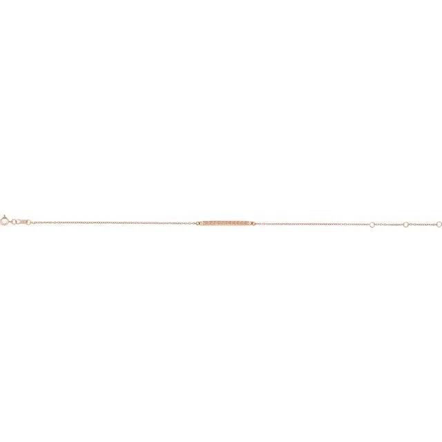 14K Rose Patterned Bar Bracelet