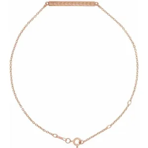 14K Rose Patterned Bar Bracelet