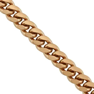 14K Rose Solid Gold Mens Cuban Chain 7 mm