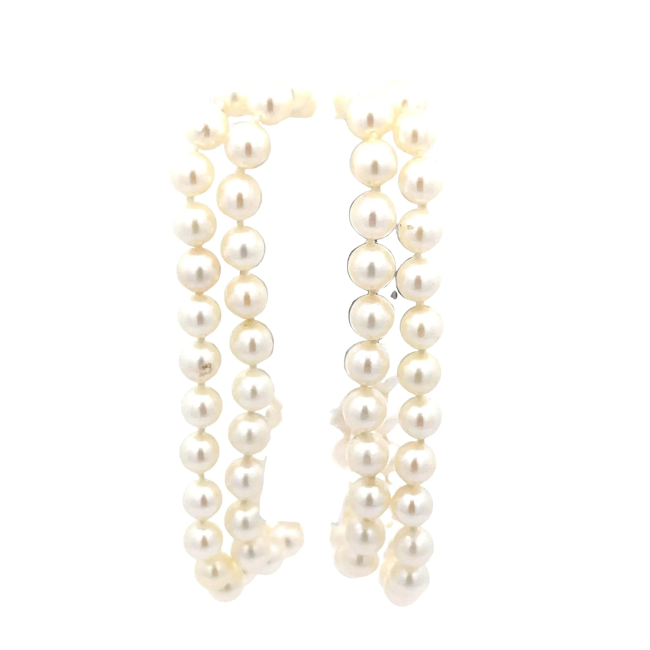14k white gold 4 Strand 6mm Fresh Water White  Pearl Bracelet with 1.23ct G Si1 Round  Diamond Clasp