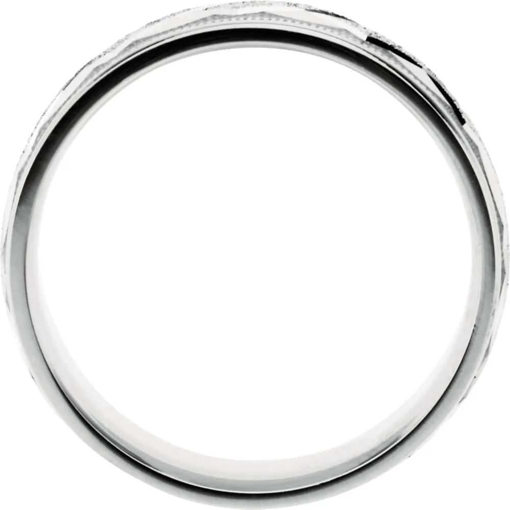14k White Gold 7mm Comfort-Fit Patterned Band Size 11.5