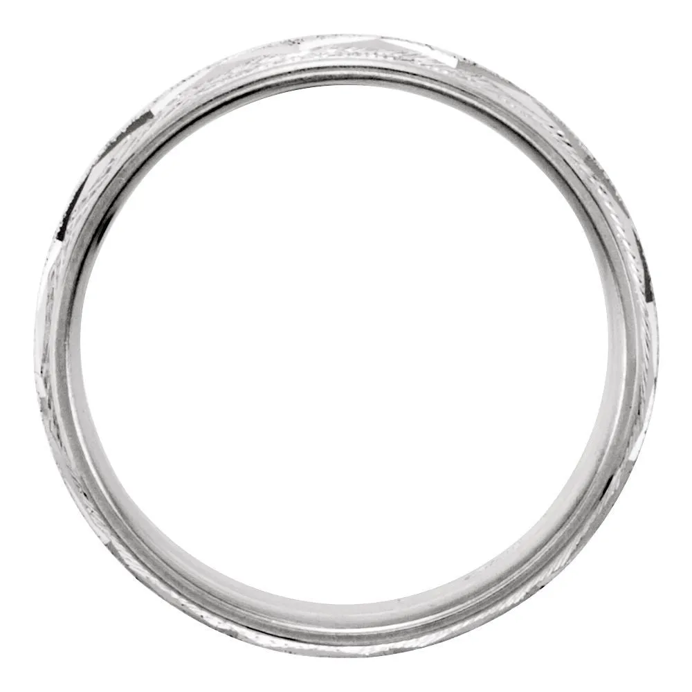 14k White Gold 7mm Comfort-Fit Patterned Band Size 13.5