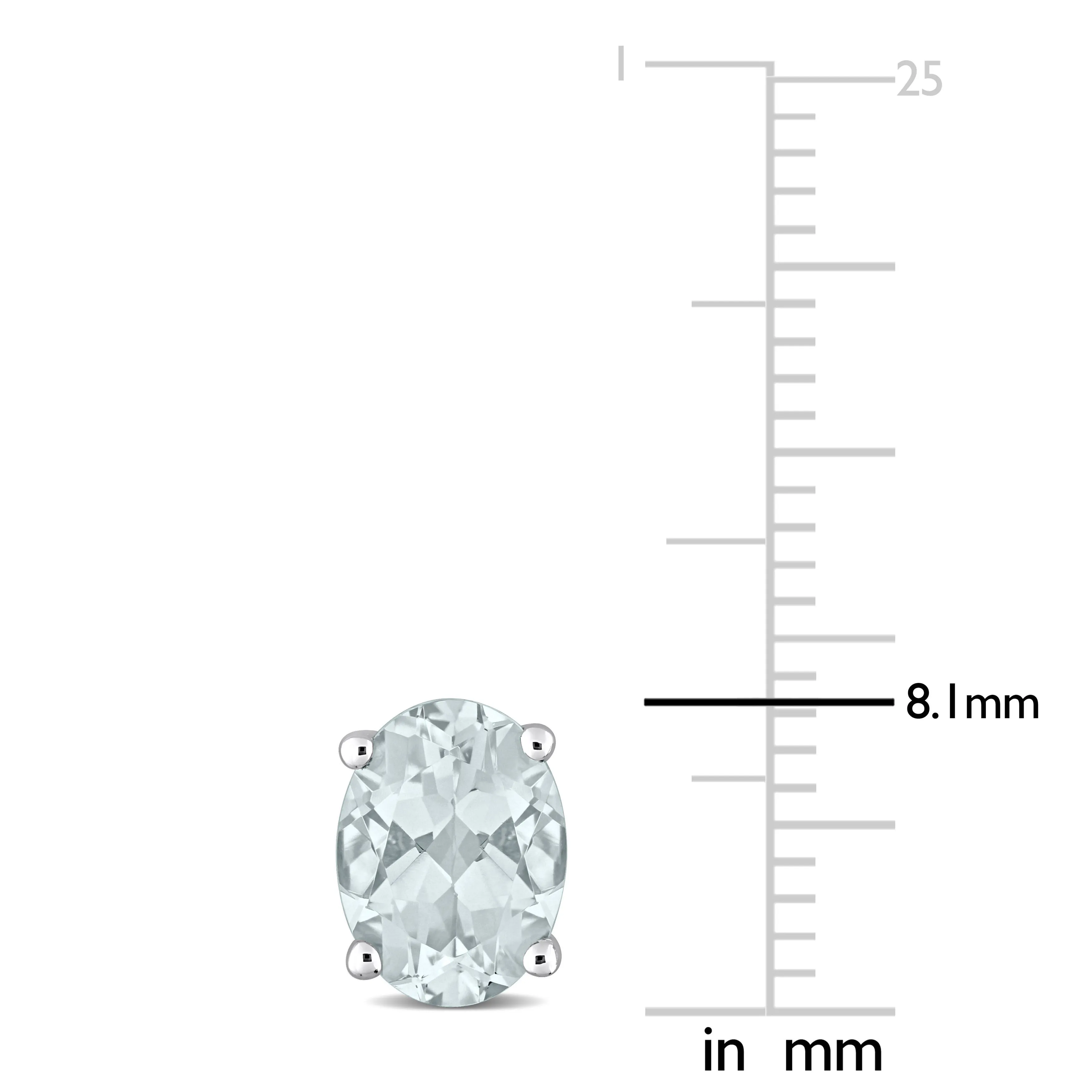 14K White Gold Aquamarine Oval Stud Earrings