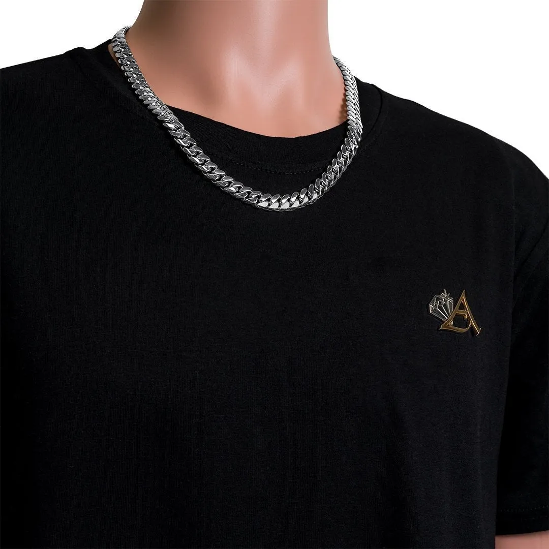 14k White Gold Solid Miami Cuban Link Chain 8 mm