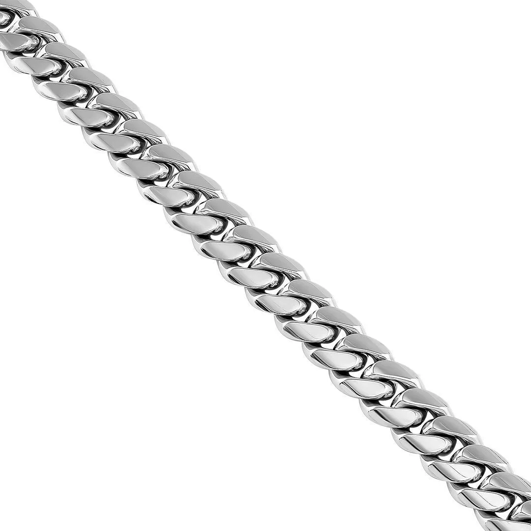 14k White Gold Solid Miami Cuban Link Chain 8 mm