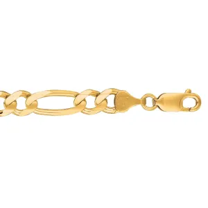 14kt 20 inches Yellow Gold 7.0mm Diamond Cut Alternate 3 1 Classic Figaro Chain with Lobster Clasp