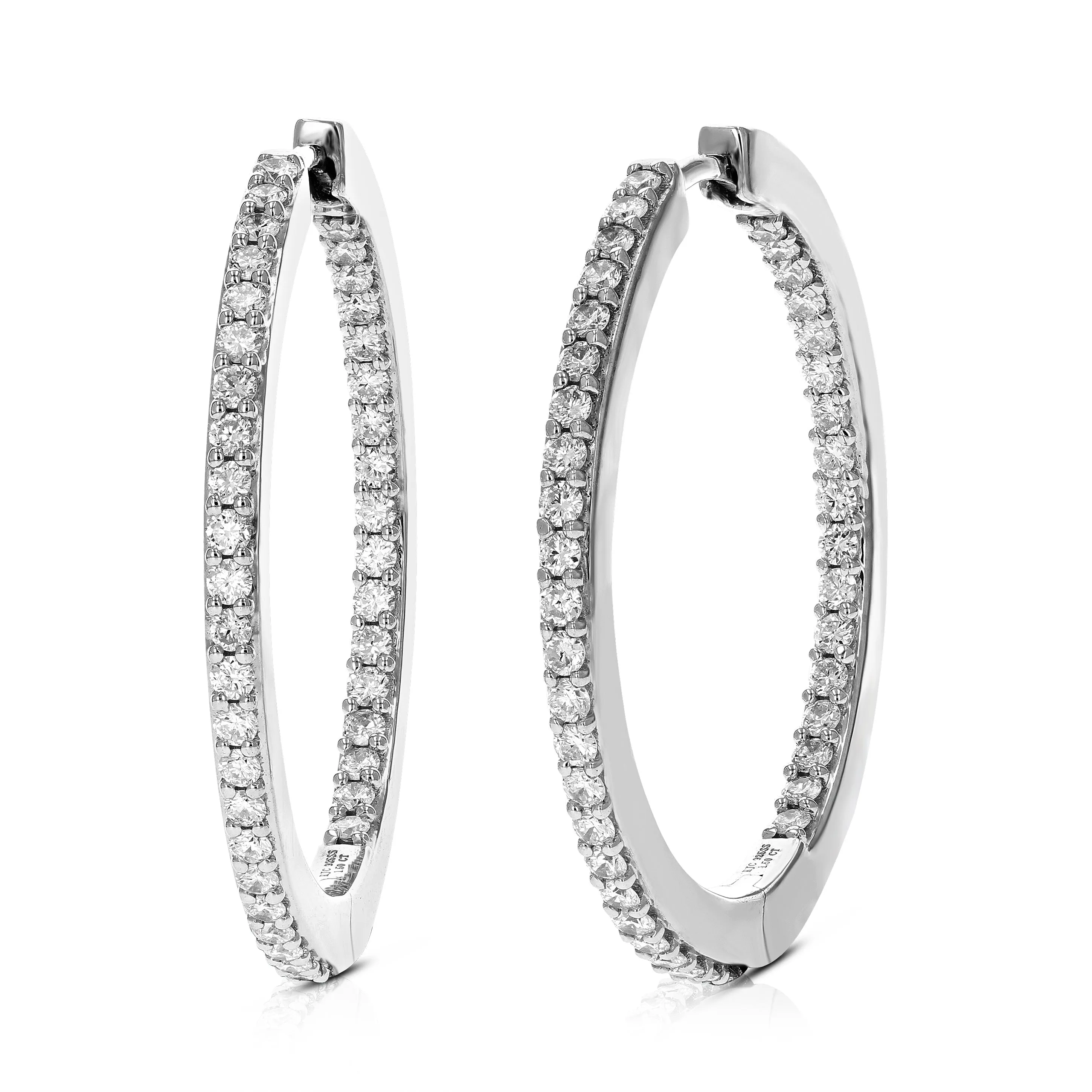 1.50 cttw Lab Grown Inside Out Diamond Hoop Earring in Silver