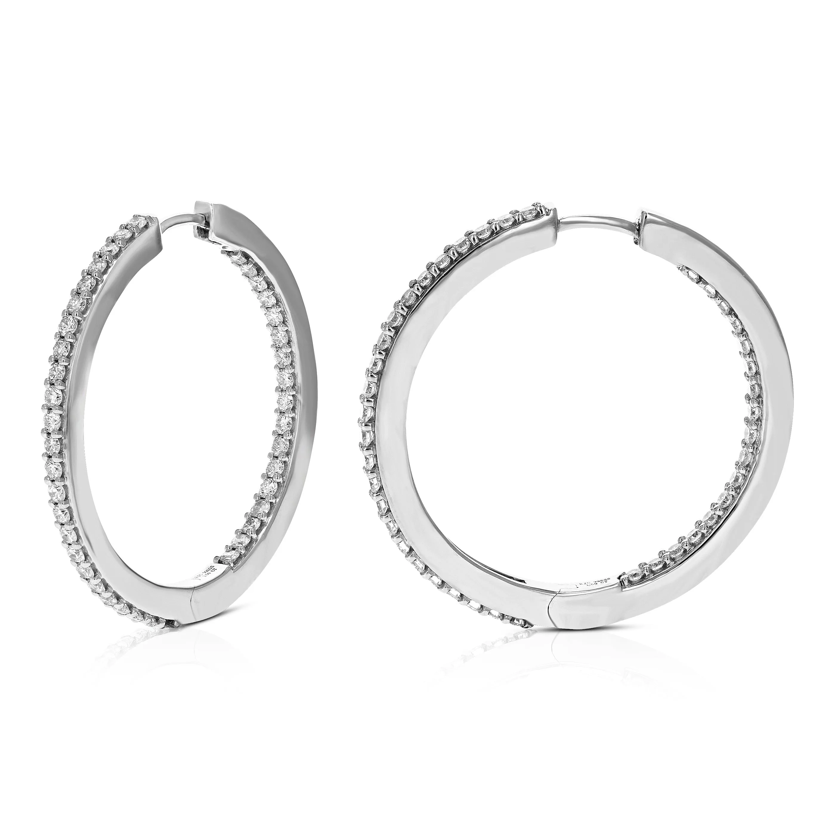 1.50 cttw Lab Grown Inside Out Diamond Hoop Earring in Silver