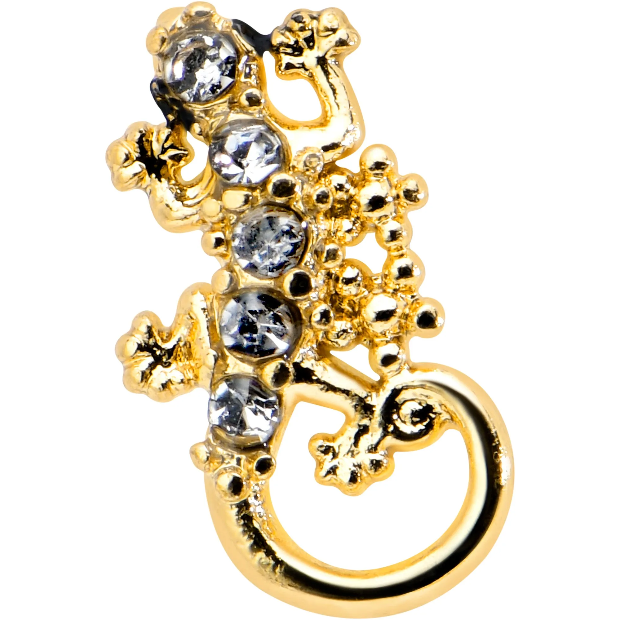 16 Gauge 5/16 Clear Gem Gold Tone Luscious Lizard Labret Monroe Tragus