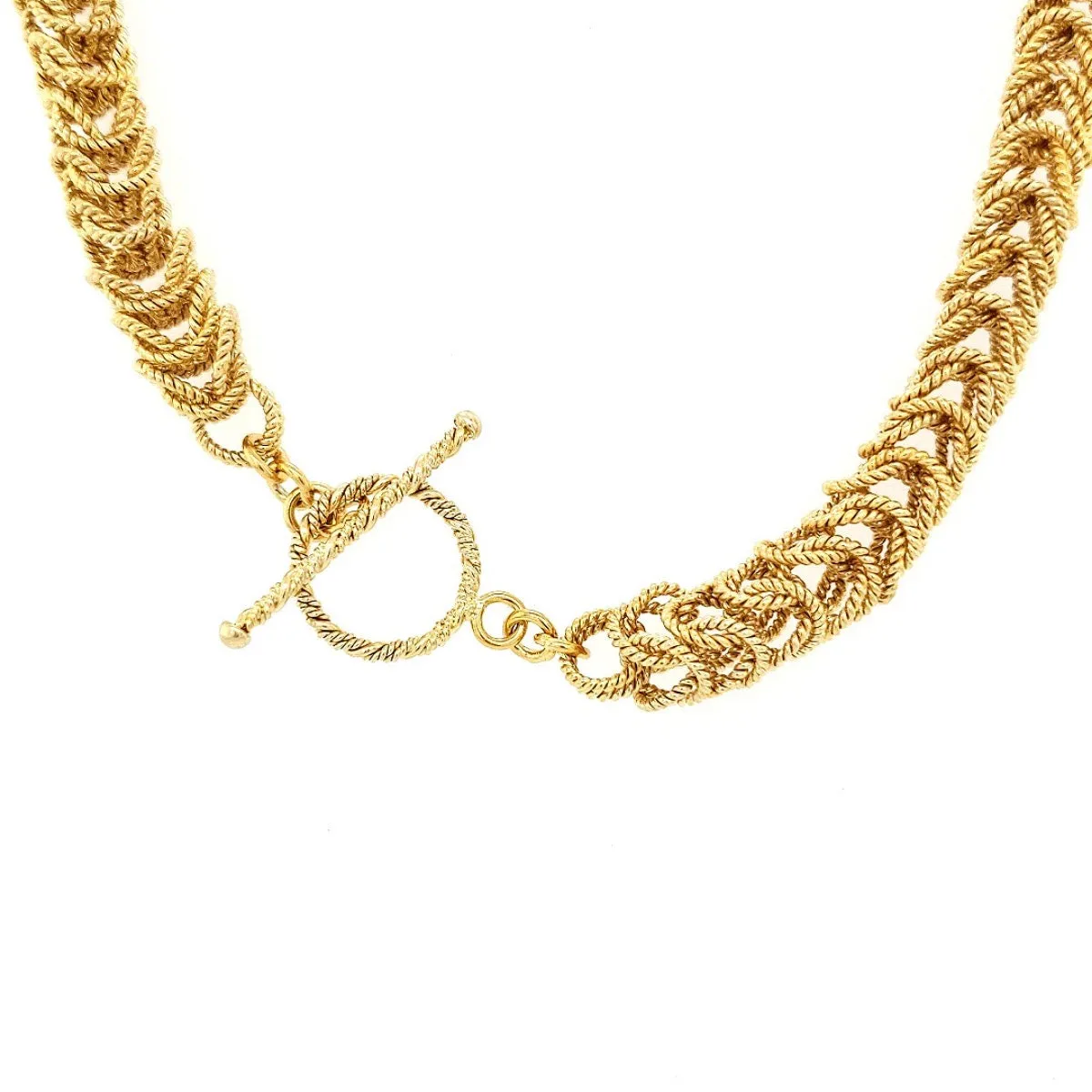 16.75" Handcrafted 24K Champagne Gold Vermeil 8mm Bellezza Necklace with Toggle Clasp