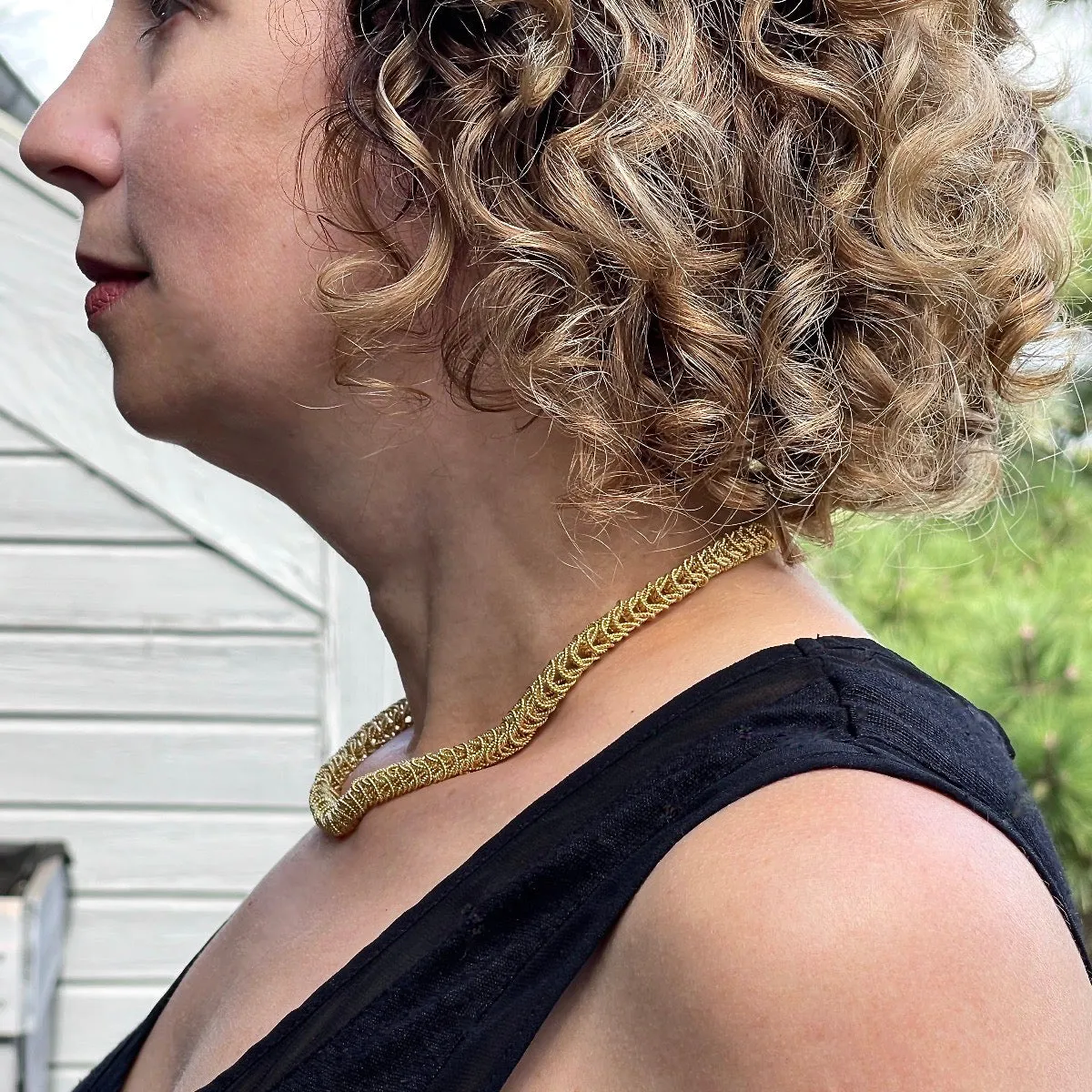 16.75" Handcrafted 24K Champagne Gold Vermeil 8mm Bellezza Necklace with Toggle Clasp