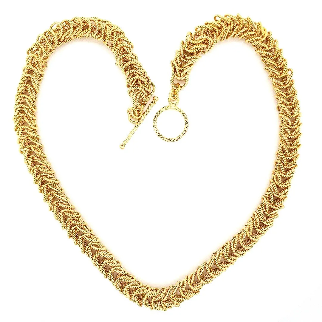 16.75" Handcrafted 24K Champagne Gold Vermeil 8mm Bellezza Necklace with Toggle Clasp
