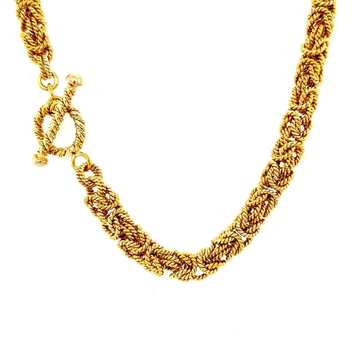 18.5" Handcrafted 24K Gold Vermeil 6mm Byzantine Necklace with Toggle Clasp