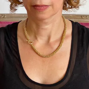 18.5" Handcrafted 24K Gold Vermeil 6mm Byzantine Necklace with Toggle Clasp